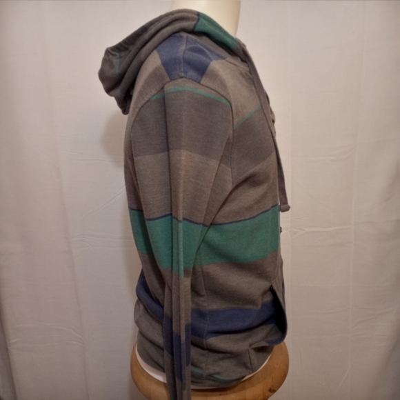Zoo York Gray Blue Green Long Sleeve Hooded Shirt Men's Size Medium - Picture 2 of 6